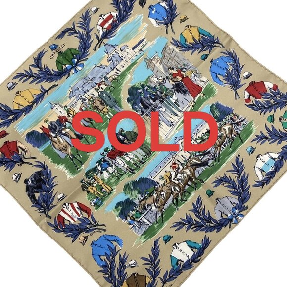 HERMES Petit Carre - Beige Blue Multi Scarf 175-072525 - Picture 1 of 5